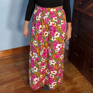 Vintage Dayglo Floral Maxi Skirt
